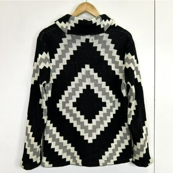 Chaps Ralph Lauren Cardigan Sweater Womens Size Medium Aztec Southwestern FLAW - Picture 2 of 5